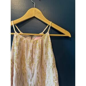Lilly Pulitzer | Silk Del Mar Pink + Gold Clip Dot Cami Top | Size Small